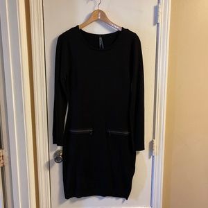 Marc New York Andrew Marc Black Zipper Sweater Dress